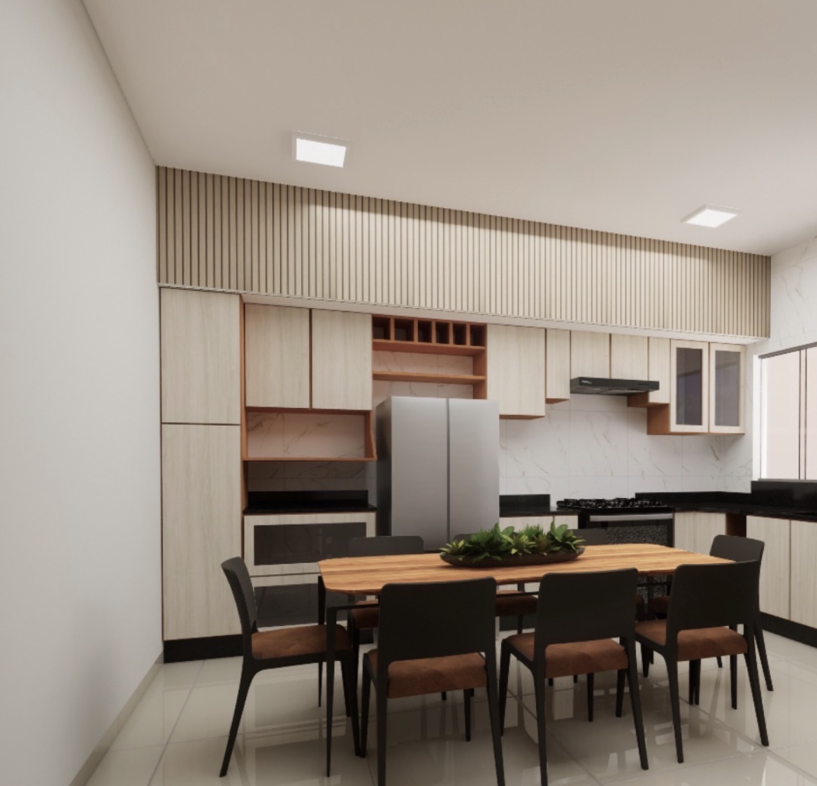 Projeto de cozinha e sala de jantar